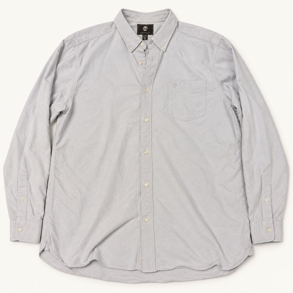 Timberland Men's XL/TG Regular Fit Button Down Shirt Gray 100% Cotton